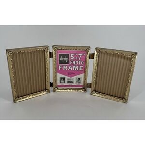 Vintage Murphy's Triple Folding Picture Frame 5x7 Ornate Gold Brass Triptych Set